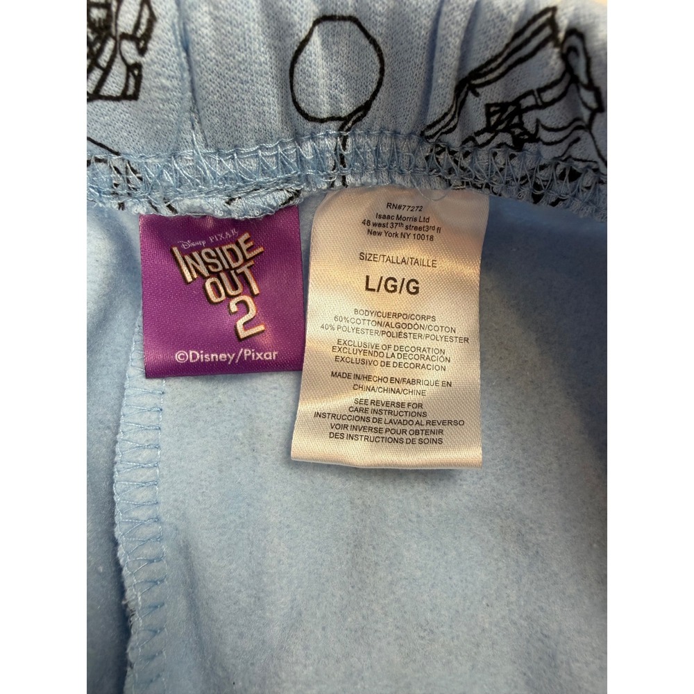 Disney Pixar Inside Out 2 Sweat Shorts Womens Large Blue Fleece Lounge Pockets - Picture 8 of 8